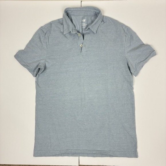 H&M Other - H&M Polo Shirt Men's Small Slim Fit Light Blue Short Sleeve Cotton Casual Shirt